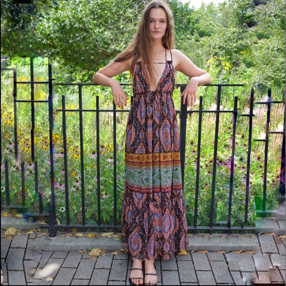 Zara long printed flowy dress limited edition